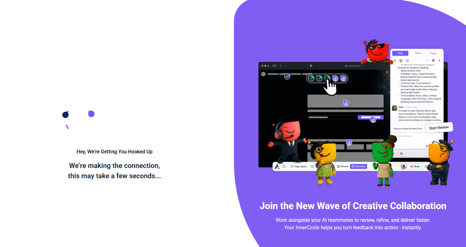 Atarim loading screen reading We're making the connection, this may take a few seconds