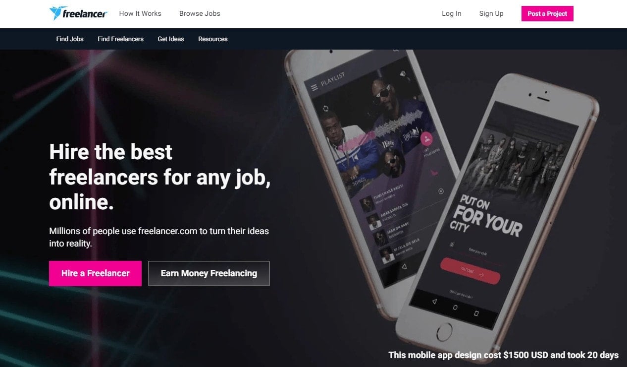 freelancer homepage