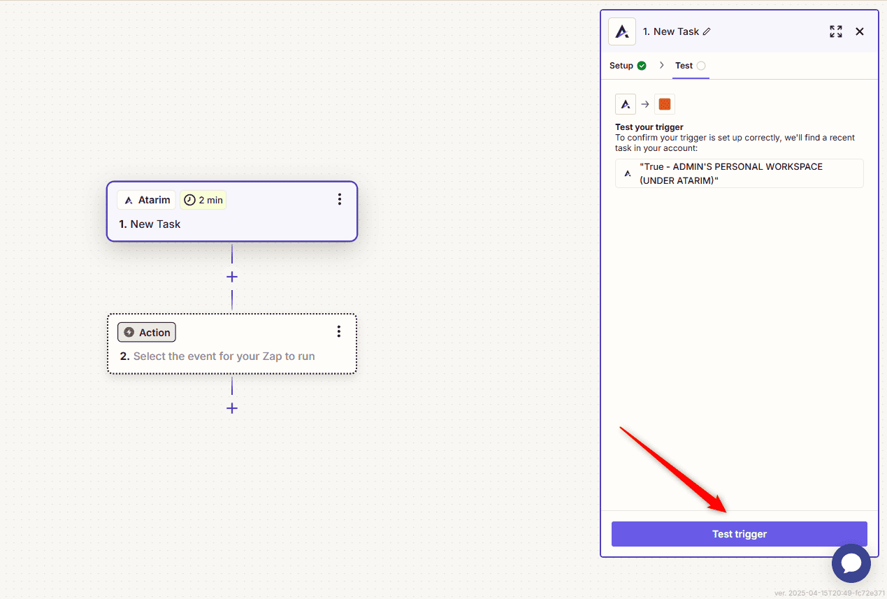 The Test Trigger button in Zapier